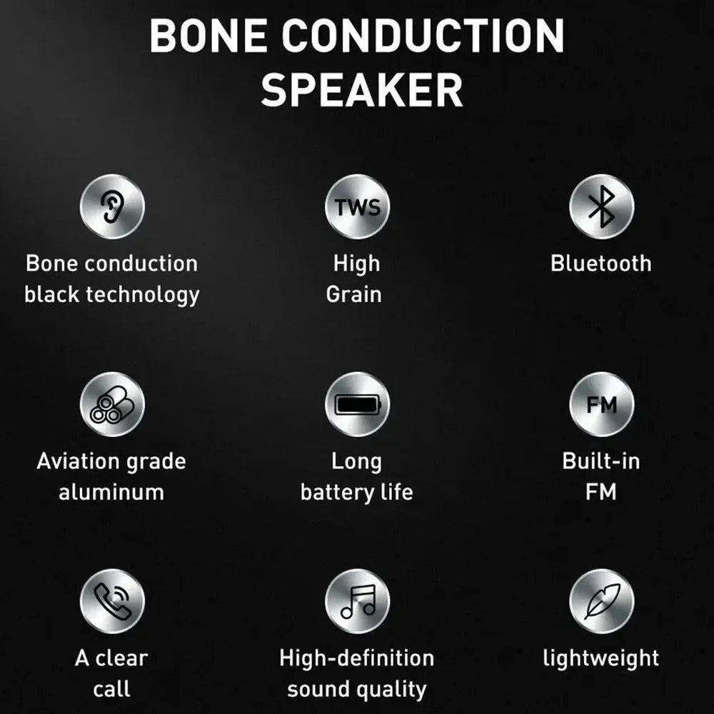 Bone Conduction Bluetooth Speaker – 2025 Portable Wireless 3D Stereo Sound with FM Radio