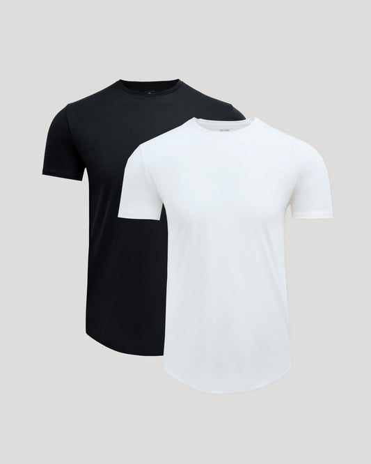 Black & White Pima Crew Curved Hem 2-Pack