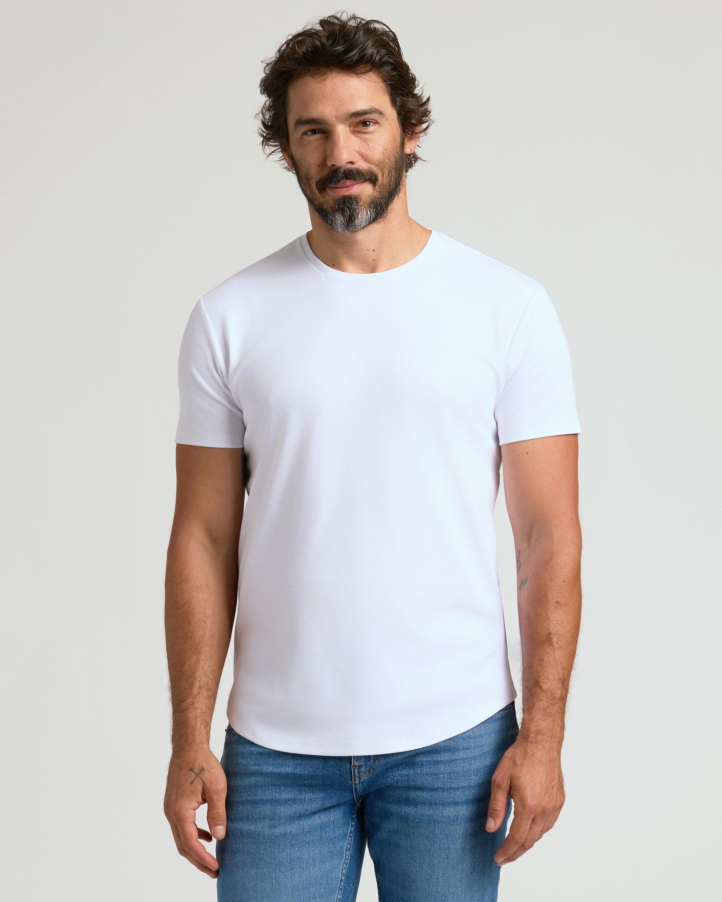 Black & White Pima Crew Curved Hem 2-Pack