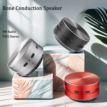 Bone Conduction Bluetooth Speaker – 2025 Portable Wireless 3D Stereo Sound with FM Radio